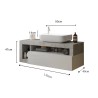 Meuble de salle de bain suspendu avec tiroir, lavabo blanc brillant gris Kura BC 