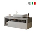 Meuble de salle de bain suspendu avec tiroir, lavabo blanc brillant gris Kura BC Choix