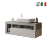 Meuble de salle de bain suspendu avec tiroir, lavabo blanc brillant gris Kura BC Choix
