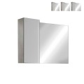 Miroir de salle de bain LED avec colonne 1 porte blanc gris Pilar BC Promotion