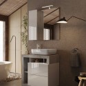 Miroir de salle de bain LED avec colonne 1 porte blanc gris Pilar BC 