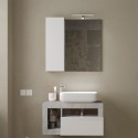 Miroir de salle de bain LED avec colonne 1 porte blanc gris Pilar BC 