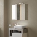 Miroir de salle de bain LED avec colonne 1 porte blanc gris Pilar BC 