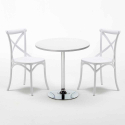 Table ronde blanche 70x70cm Avec 2 Chaises Colorées Intérieur bar café Vintage Long Island Modèle