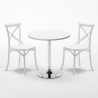 Table ronde blanche 70x70cm Avec 2 Chaises Colorées Intérieur bar café Vintage Long Island Modèle