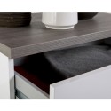 Table de chevet 2 tiroirs chambre à coucher blanc laqué avec plateau en chêne Remil Catalogue