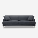 Canapé 3 places confortable design avec pieds en métal 200cm tissu noir Egbert Vente