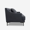 Canapé 3 places confortable de design, avec pieds en métal de 200cm et tissu noir Egbert.