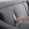 Canapé 3 places confortable de design, avec pieds en métal de 200cm et tissu noir Egbert.
