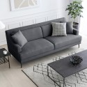 Canapé 3 places confortable design avec pieds en métal 200cm tissu noir Egbert Modèle