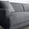 Canapé 3 places confortable de design, avec pieds en métal de 200cm et tissu noir Egbert.