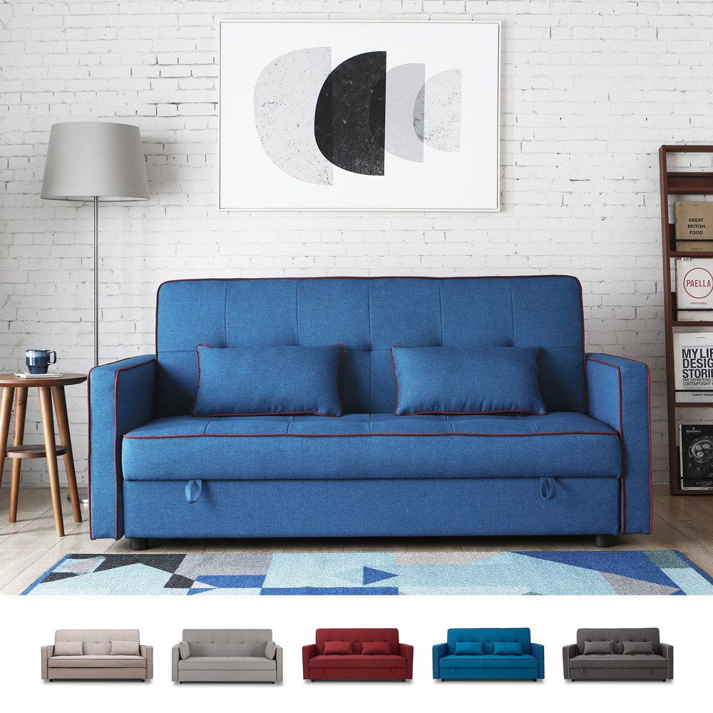 Banquette clic-clac 185 x 90 deux places en tissu avec coffre Zalto