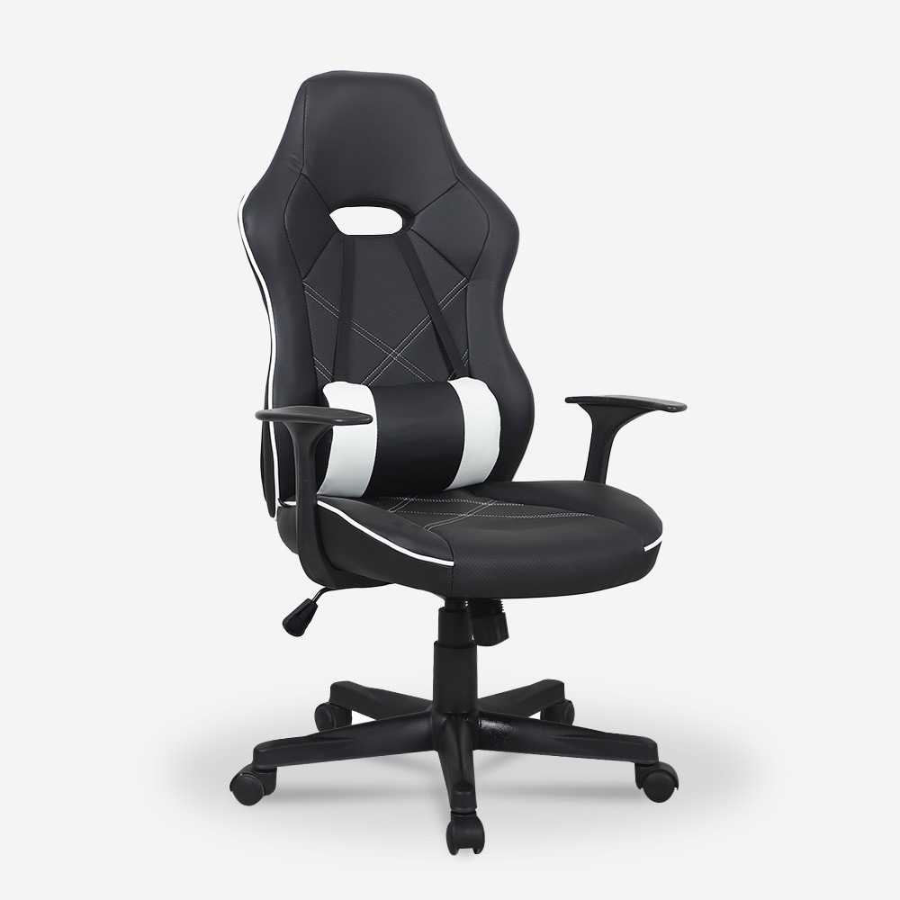 Chaise fauteuil de bureau gaming ergonomique racing avec coussin lombaire Estoril