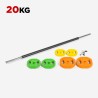 Set body pump barre olympique 6 x poids disques colorés 20kg Forutsu