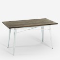 Table de salle à manger industrielle vintage en bois et en métal Caupona Brush 120x60.