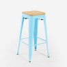 Tabouret haut en métal Tolix pour cuisine-bar, plateau en bois Steel Up Wood.