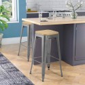 tabouret haut en métal pour cuisine-bar plateau en bois steel up wood Catalogue