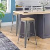 tabouret haut en métal pour cuisine-bar plateau en bois steel up wood Catalogue