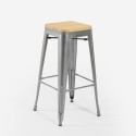 tabouret haut en métal pour cuisine-bar plateau en bois steel up wood Dimensions