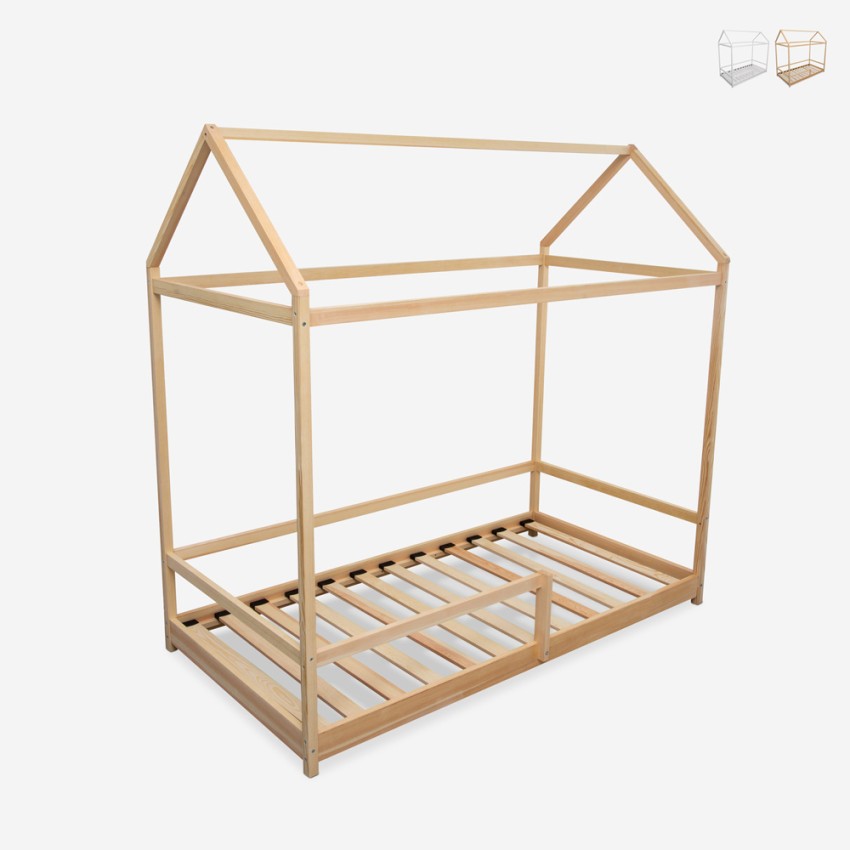 Llb - Lit cabane en bois pour enfant Montessori 80x160 cm avec