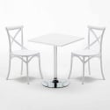 Table Carrée Blanche 70x70cm 2 Chaises Colorées Intérieur Bar Café Vintage Cocktail Caractéristiques