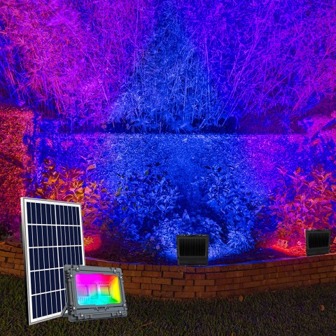 Lampe solaire extérieur à LED multicolore RGB 100W Bluetooth Toscor M Promotion