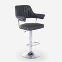 Tabouret de bar cuisine simili cuir accoudoirs réglables piètement chromé Tampa Dimensions