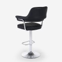 Tabouret de bar cuisine simili cuir accoudoirs réglables piètement chromé Tampa 