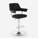 Tabouret de bar cuisine simili cuir accoudoirs réglables piètement chromé Tampa Prix