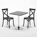 Table carrée noire 70x70cm 2 Chaises Colorées intérieur bar café Vintage Mojito Dimensions