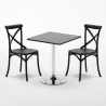 Table carrée noire 70x70cm 2 Chaises Colorées intérieur bar café Vintage Mojito Dimensions