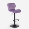 Tabouret de bar de cuisine moderne réglable en tissu velours Jersey 
