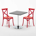 Table carrée noire 70x70cm 2 Chaises Colorées intérieur bar café Vintage Mojito Choix