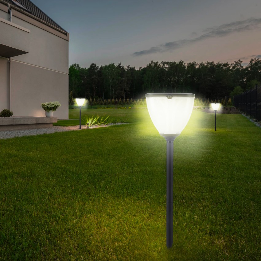 Lampe de jardin à LED 3 couleurs avec panneau solaire intégré Gaslight