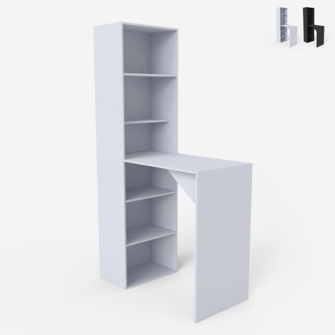Bar mobile moderne table haute pour tabourets avec étagères h109 Tanul Promotion