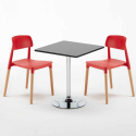 Table carrée noire 70x70cm et 2 chaises colorées d'intérieur Barcellona Mojito Prix