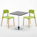 Table carrée noire 70x70cm et 2 chaises colorées d'intérieur Barcellona Mojito Choix
