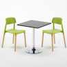 Table carrée noire 70x70cm et 2 chaises colorées d'intérieur Barcellona Mojito Choix
