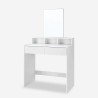 Coiffeuse table de maquillage moderne blanc avec miroir et 2 tiroirs Lena Vente