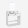Coiffeuse table de maquillage moderne blanc avec miroir et 2 tiroirs Lena Remises