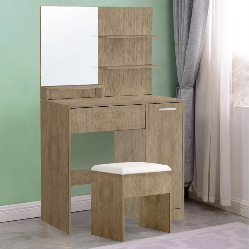 Coiffeuse table de maquillage moderne avec miroir placard bois Vika Wood Promotion Coiffeuse table de maquillage moderne avec miroir placard bois Vika Wood Promotion