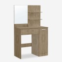 Coiffeuse table de maquillage moderne avec miroir placard bois Vika Wood Vente