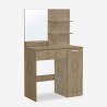 Coiffeuse table de maquillage moderne avec miroir placard bois Vika Wood Vente
