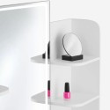 Coiffeuse table de maquillage avec miroir à LED tiroir et tabouret blanc Astrid Modèle