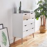 Commode de salon style scandinave en chêne blanc 5 tiroirs Kiricap Catalogue