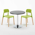 Table Ronde Noire 70x70 et 2 Chaises Colorées Bar Café Barcellona Cosmopolitan Prix