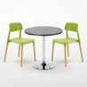 Table Ronde Noire 70x70 et 2 Chaises Colorées Bar Café Barcellona Cosmopolitan Prix