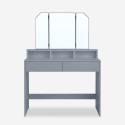 Coiffeuse table de maquillage avec  2 tiroirs et miroir et tabouret gris Maggie Grey Vente