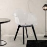 Chaise fauteuil moderne en polycarbonate transparent avec pieds en bois Arinor Remises
