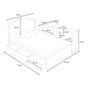 Lit 1 place et demi 120x190 avec coffre de rangement Sorik Dimensions